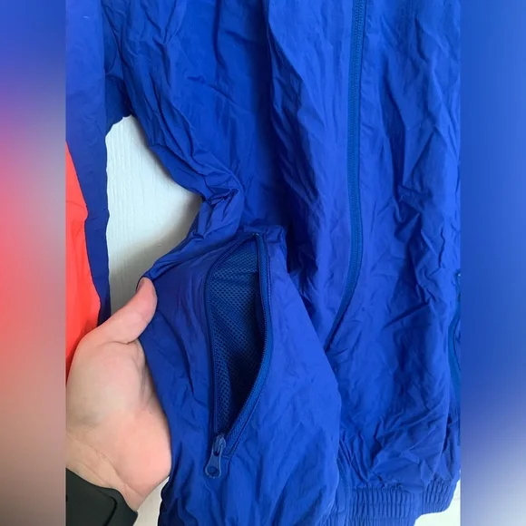 Adidas Woven Tape Jacket Water Resistant Wind Breaker - Men’s Small - Royal Blue - Picture 8 of 16